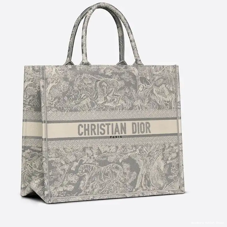 Cheap Book Jouy Tote Grey Dior De Canvas Toile Motif 0504 Hot Sale